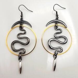 Serpent Snake Silver Gold Hoop Earrings